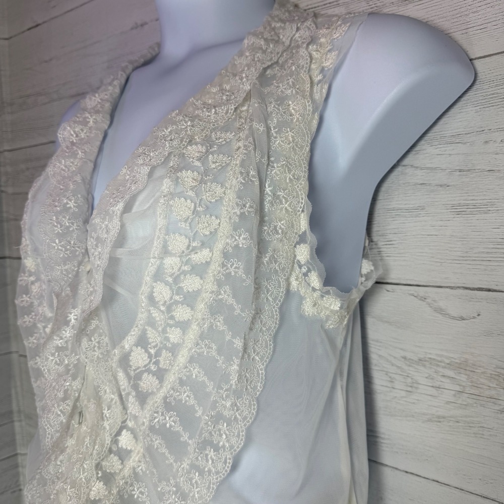 Intimately Free People Ivory Lace Bodysuit Sheer Ruffle Medium Coquette boho - Picture 7 of 12